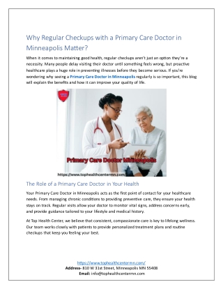 Why Regular Checkups with a Primary Care Doctor in Minneapolis Matter?