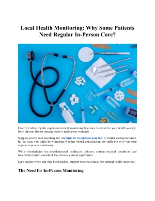 Local Health Monitoring Why Some Patients Need Regular In-Person Care