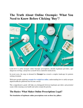 The Truth About Online Ozempic What You Need to Know Before Clicking 'Buy'