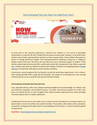 How Donating Toys Can Help You Heal from Loss?