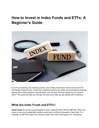 How to Invest in Index Funds and ETFs_ A Beginner’s Guide