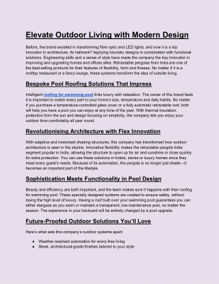 Elevate Outdoor Living with Modern Design