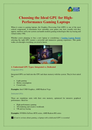 Choosing the Ideal GPU for High-Performance Gaming Laptops