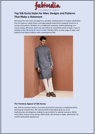 Top Silk Kurta Styles for Men: Designs and Patterns That Make a Statement