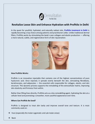 Revitalize Loose Skin and Enhance Hydration with Profhilo in Delhi