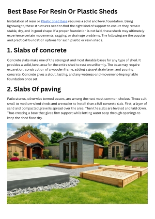 Best Base for Resin or Plastic Sheds
