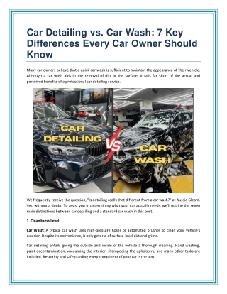 Car Detailing vs. Car Wash 7 Key Differences Every Car Owner Should Kno