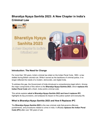 Bharatiya Nyaya Sanhita 2023_ A New Chapter in India’s Criminal Law
