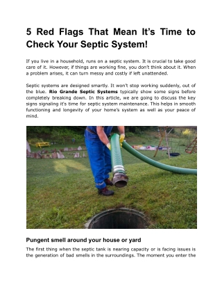 5 Red Flags That Mean It’s Time to Check Your Septic System!