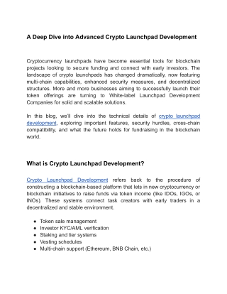 a deep dive into advanced crypto launchpad