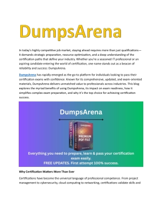 How Does DumpsArena Ensure Accurate and Updated Practice Test ?