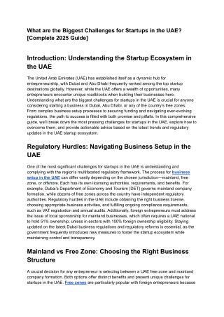 What are the Biggest Challenges for Startups in the UAE