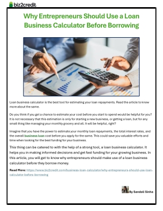 Loan Business Calculator- A Mandate for Every Entrepreneur