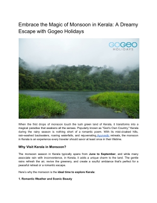 Embrace the Magic of Monsoon in Kerala_ A Dreamy Escape with Gogeo Holidays