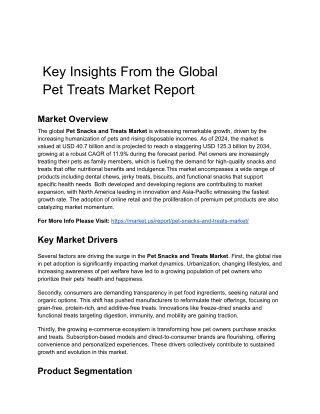 Key Insights From the Global Pet Treats Market Report
