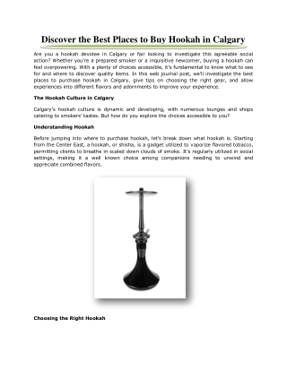Discover the Best Places to Buy Hookah in Calgary
