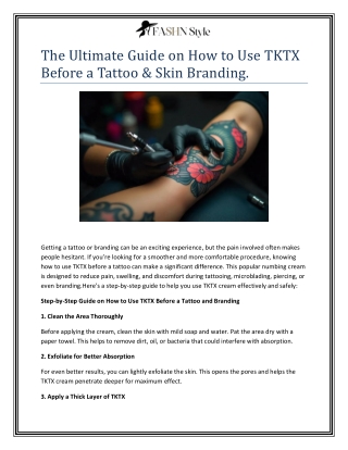 The Ultimate Guide on How to Use TKTX Before a Tattoo