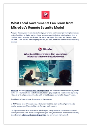 What Local Governments Can Learn from MicroSec’s Remote Security Model