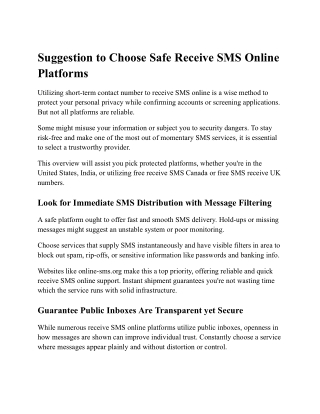 suggestion to choose safe receive sms online