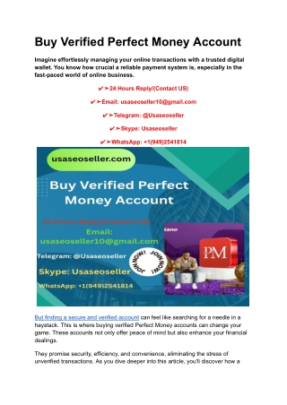 Buy Verified Perfect Money Account