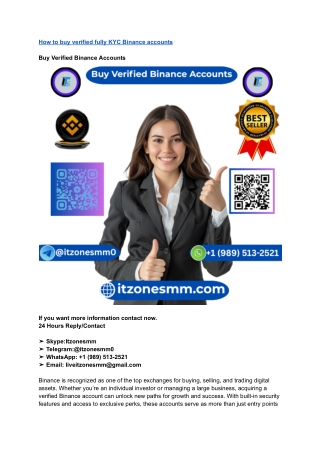 How to buy verified fully KYC Binance accounts