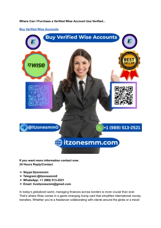 Where Can I Purchase a Verified Wise Account Usa Verified...