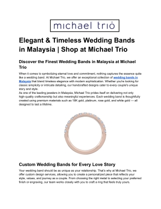 Elegant & Timeless Wedding Bands in Malaysia _ Shop at Michael Trio