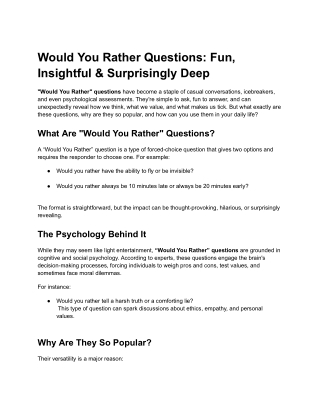 would you rather questions fun insightful