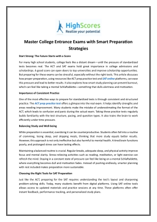 Act Test Prep Courses | Highscores.ai