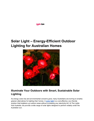 Solar Light Australia – Eco-Friendly Outdoor Solar Lighting | The Lights Hub