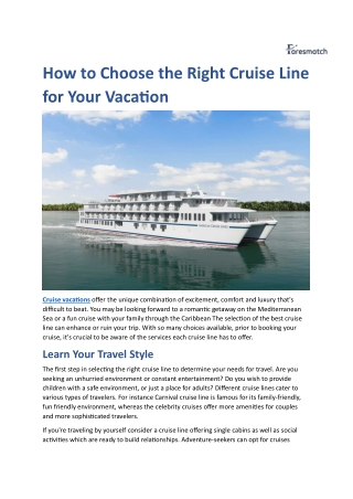 how to choose the right cruise line for your
