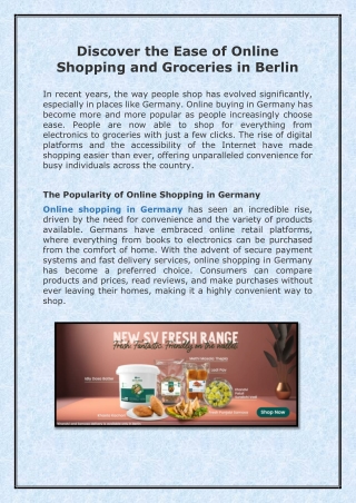 Discover the Ease of Online Shopping and Groceries in Berlin