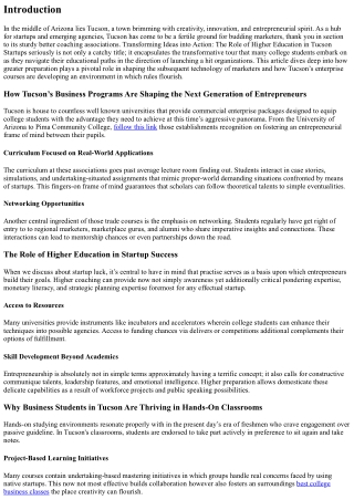 Transforming Ideas into Action: The Role of Higher Education in Tucson Startups