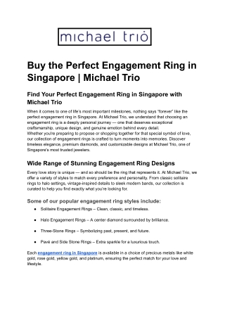 Buy the Perfect Engagement Ring in Singapore _ Michael Trio