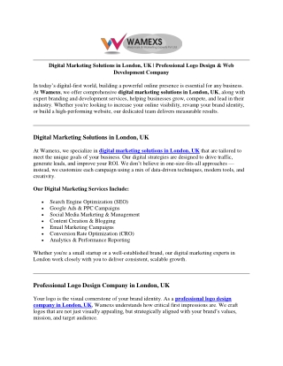 Digital Marketing Solutions in London