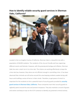 How to identify reliable security guard services in Sherman Oaks, California
