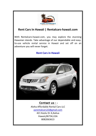 Rent Cars In Hawaii  Rentalcars-hawaii.com