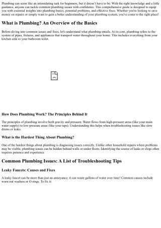 **Don’t Fear Plumbing! A Beginner’s Guide to Common Issues and Fixes**