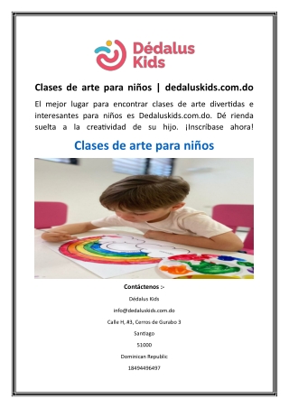 Clases de arte para niños  dedaluskids.com.do