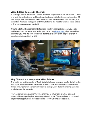 Video Editing Jobs in Chennai - career.contact