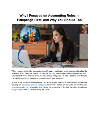 Why I Focused on Accounting Roles in Pampanga First, and Why You Should Too