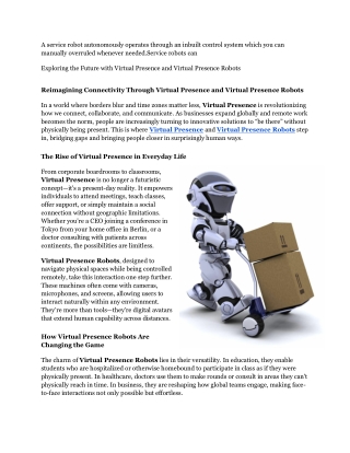 Virtual Presence Robots -Sifsof.com