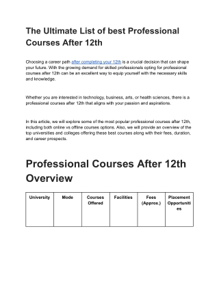 The Ultimate List of best Professional Courses After 12th (1)