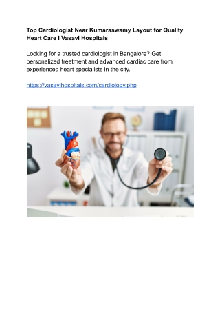 top cardiologist near kumaraswamy layout