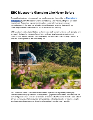 ebc mussoorie glamping like never before