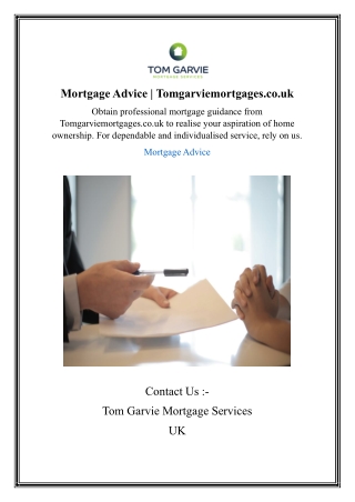 Mortgage Advice | Tomgarviemortgages.co.uk