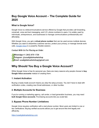Buy Google Voice Account – The Complete Guide for 2025