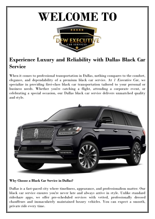 Dallas Black Car Service for Airport and Corporate Travel