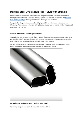 stainless steel oval capsule pipe