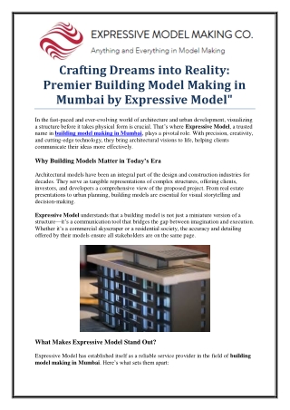 Affordable & Accurate Building Model Making in Mumbai – Expressive Model